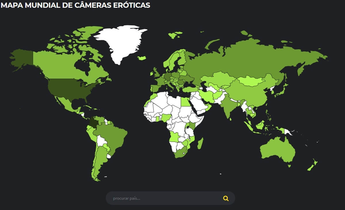 Mapa Mundial de Câmeras Eróticas